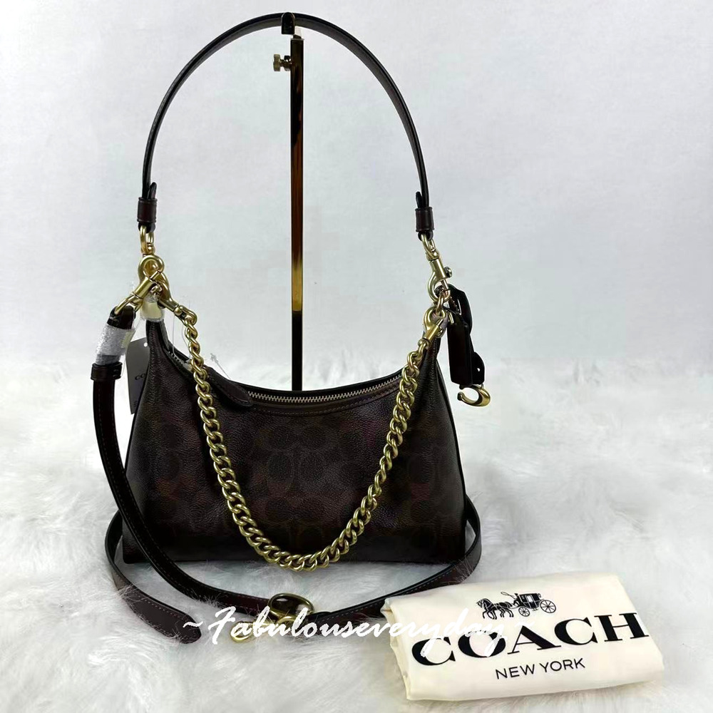 Coach Juliet Shoulder Bag 25 In Signature Canvas/Brass/Maple CAM26 NWT